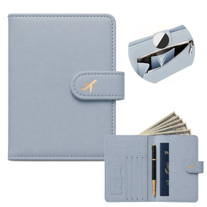 RFID Passport Holder with Tracker Slot, Leather Travel Wallet