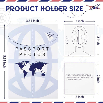 200 Pcs Thick Passport Photo Holder 5.31 x 3.54 Inches Passport Picture Folders with Compartment for 2 x 2 Print, Picture Display Safely for Office, Customers Deliver Pictures, Travel