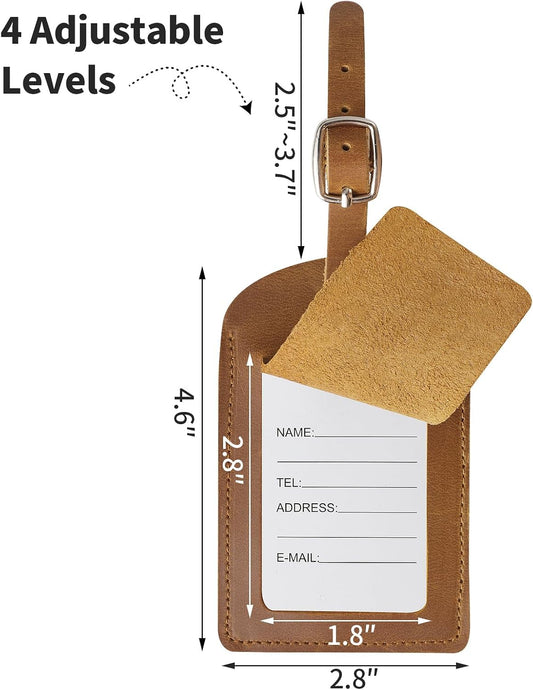 Ringsun Genuine Leather Luggage Tag for Suitcases ID Tags Bag Tags for Luggage (6 Pack)