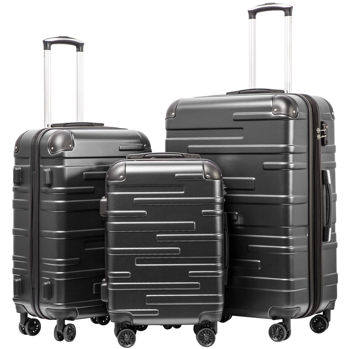 Coolife Hardside ABS Luggage, TSA Lock, Spinner Wheels, 3-Piece Set