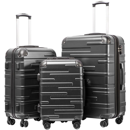 Coolife Hardside ABS Luggage, TSA Lock, Spinner Wheels, 3-Piece Set