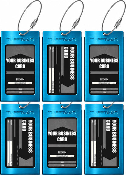 Luggage Tags Business Card Holder by TUFFTAAG - Durable Travel ID Bag Tag, Gunmetal, 2 Tags