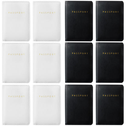 MotiMind 12 Pcs Passport Holder Cover Waterproof Leather Travel Wallet Passport Case for Women Men Family (White, Gray)