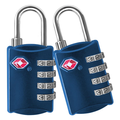 TSA Locks for Luggage, 2-Pc Durable Steel Padlock, Keyless Easy to Read 4-Digit Combination Lock for Backpacks, Travel Suitcases, Toolbox, Filing Cabinets, Baggage & Gym Locker, Black