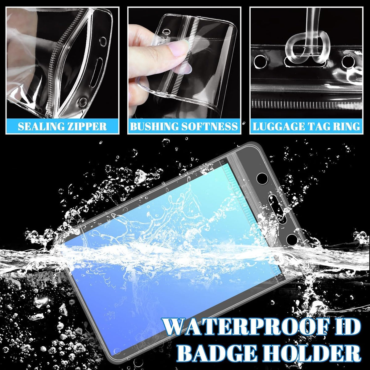 200 Pack Clear Plastic Luggage Tag Holders with Loops for ID Cards