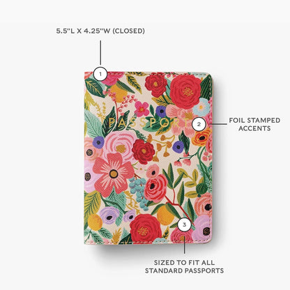 RIFLE PAPER CO. Garden Party Passport Holder, Fits Standard Passports