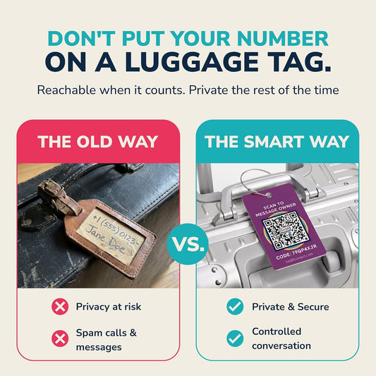 Smart Luggage Tags | Privacy QR Code Luggage Tag for Travel Suitcases
