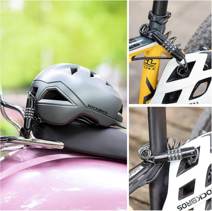 ROCKBROS Motorcycle Helmet Lock 4 Digit Lightweight Retractable 2Pcs