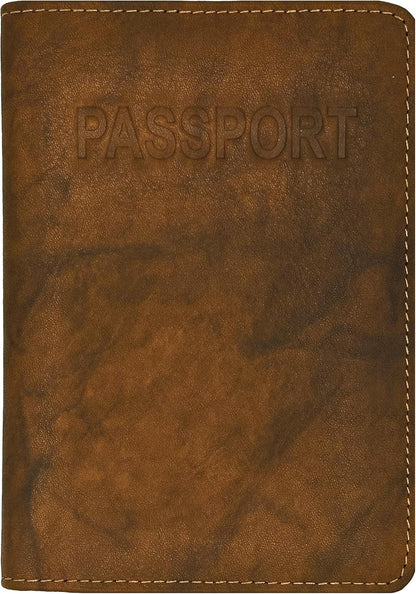 Antique Saddle Genuine Leather RFID Passport Cover
