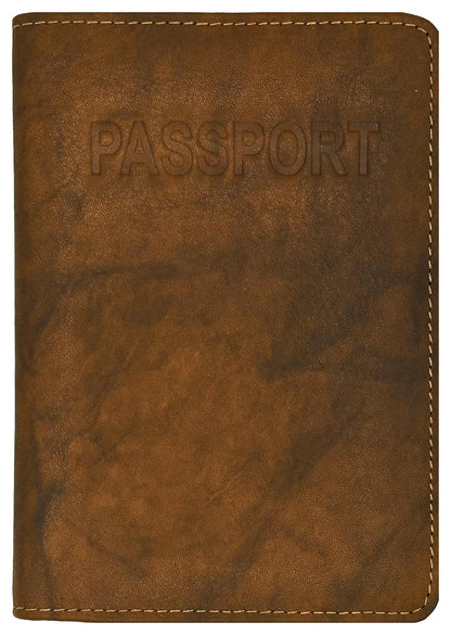 Antique Saddle Genuine Leather RFID Passport Cover