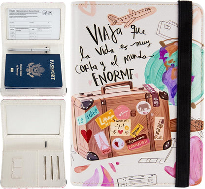 Pink Passport Holder,Cute Passport Cover,Travel Wallet with Credit Card Slots Rfid Blocking passport Wallet Waterproof Documents Organizer Women Men (The Traveler)