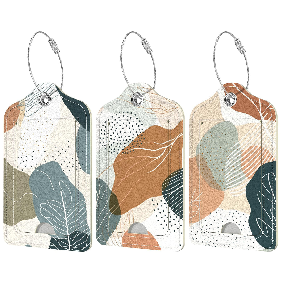 Rimilak 3 Pcs PU Leather Luggage Tags with Privacy Flap, Name ID Label