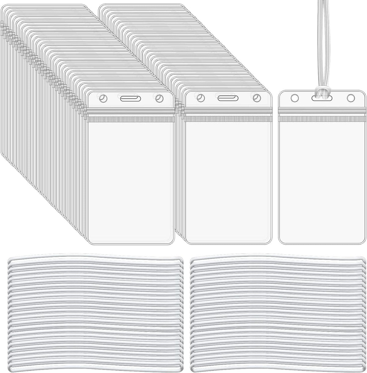 100 Pack Clear Plastic ID Badge and Luggage Tag Holders