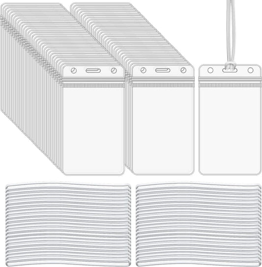 100 Pack Clear Plastic ID Badge and Luggage Tag Holders