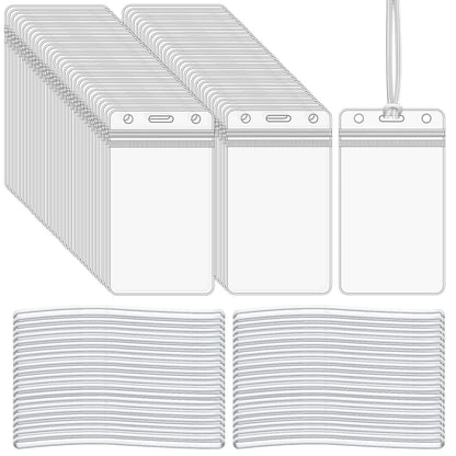 200 Pack Clear Plastic Luggage Tag Holders with Loops for ID Cards