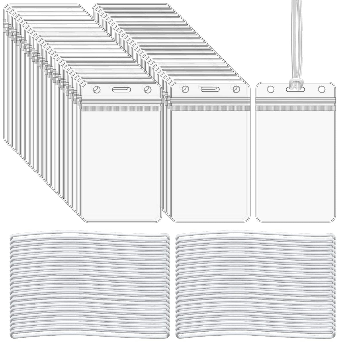 100 Pack Clear Plastic ID Badge and Luggage Tag Holders