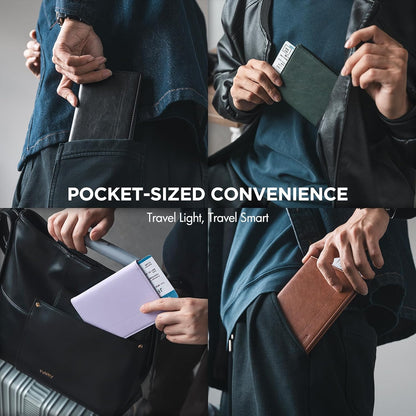 VULKIT Passport Holder for Travel, Rfid Blocking Passport Cover, Slim Travel Wallet for Men & Women, Charcoal Black