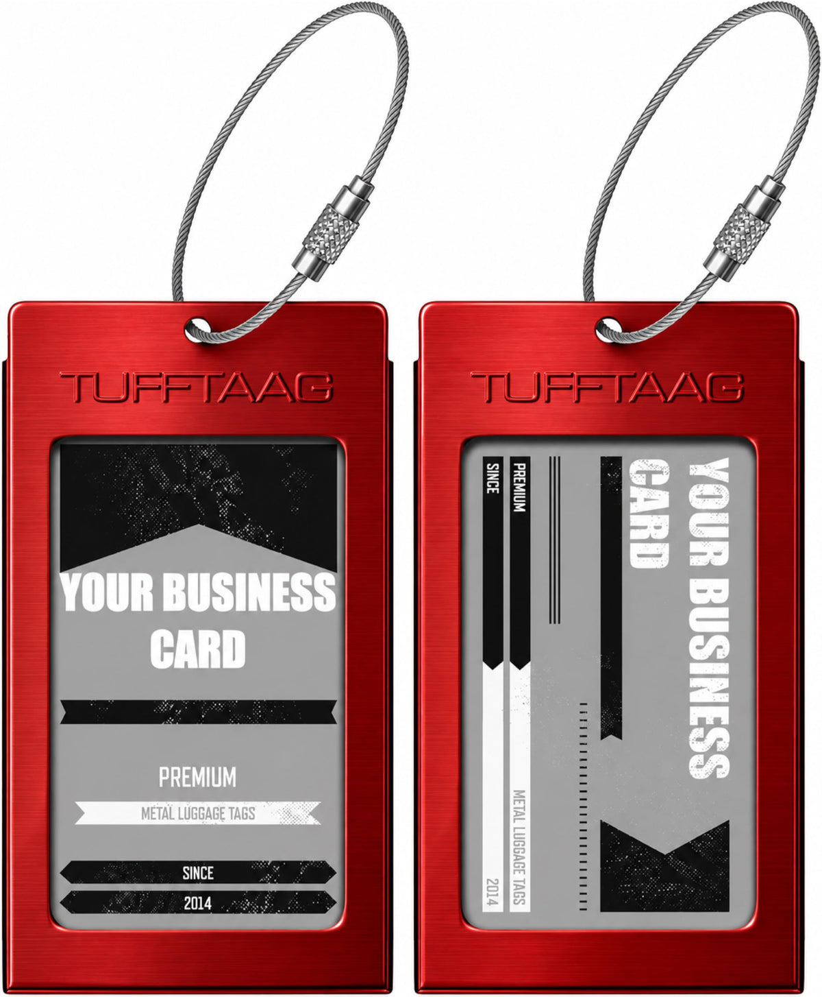 Luggage Tags Business Card Holder by TUFFTAAG - Durable Travel ID Bag Tag, Gunmetal, 2 Tags