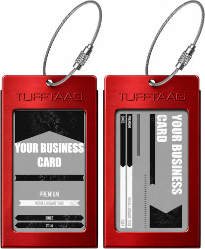 Luggage Tags Business Card Holder by TUFFTAAG - Durable Travel ID Bag Tag, Gunmetal, 2 Tags