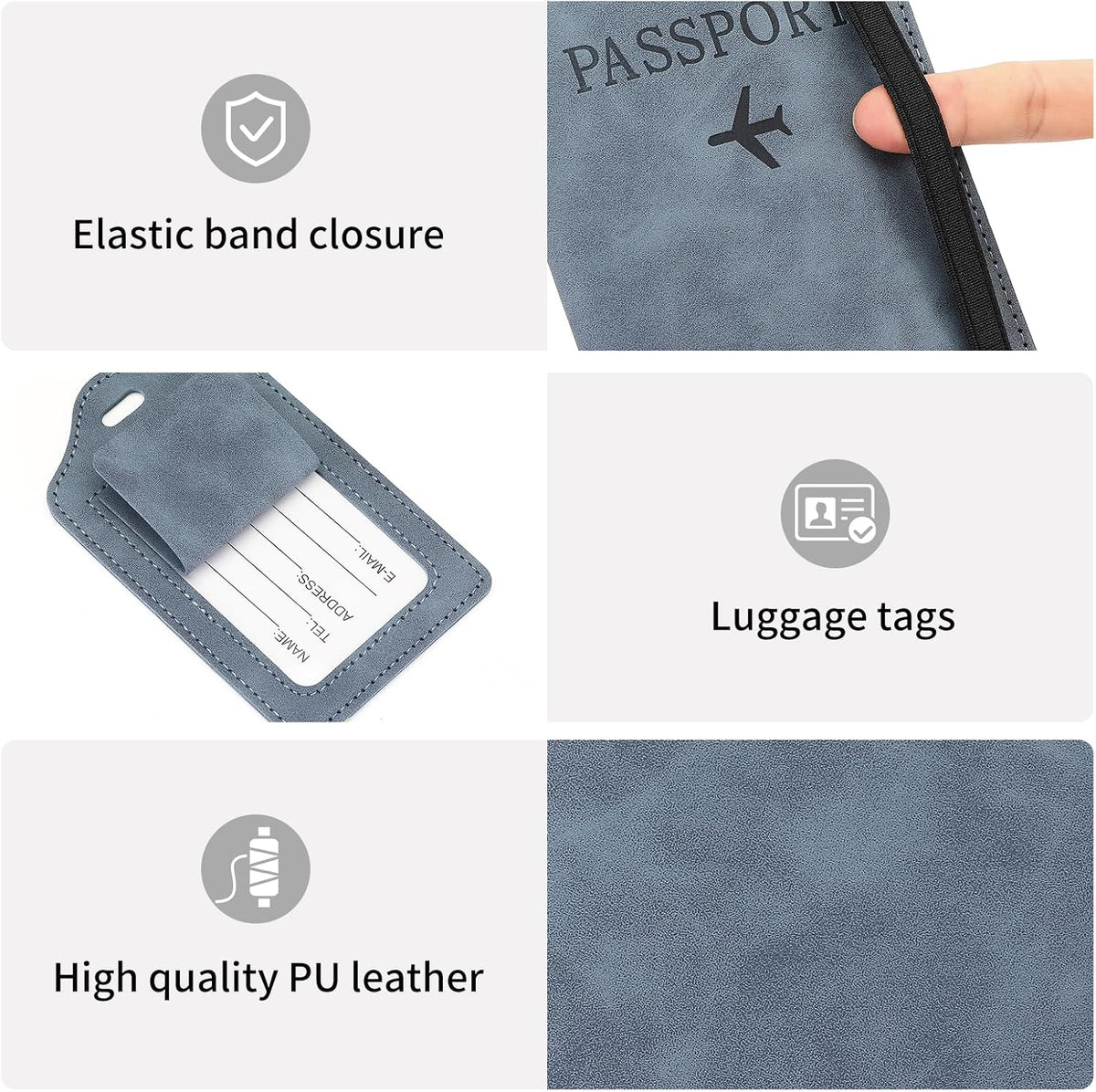 RNIEGA 2 Set Passport Covers Holder for Travel Leather Rfid Passport Wallets Holder for Mr and Mrs