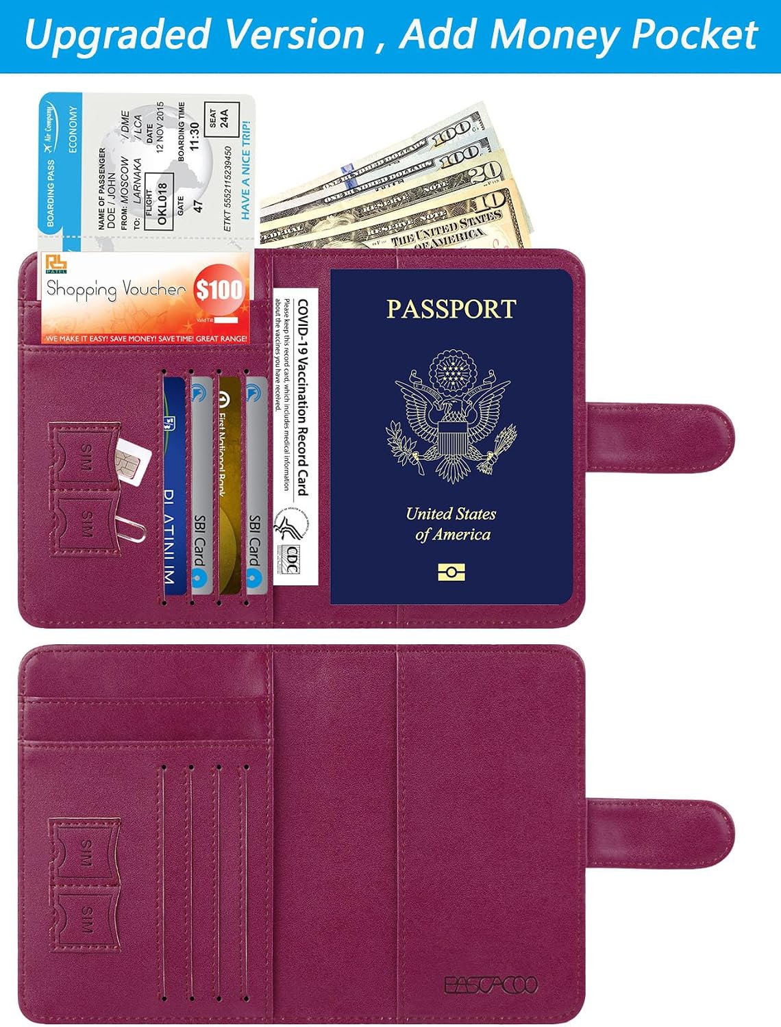Passport Holder Cover Wallet RFID Blocking, Travel Essentials