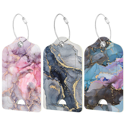 Rimilak 3 Pcs PU Leather Luggage Tags with Privacy Flap, Name ID Label