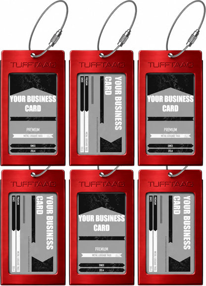 Luggage Tags Business Card Holder by TUFFTAAG - Durable Travel ID Bag Tag, Gunmetal, 2 Tags