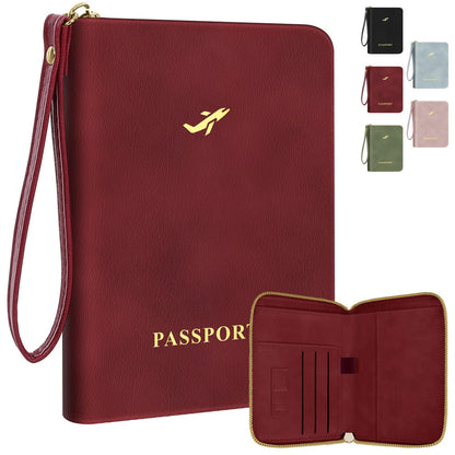 KONVINIT Black Passport Holder For Travel, Passport Cover For Women & Men