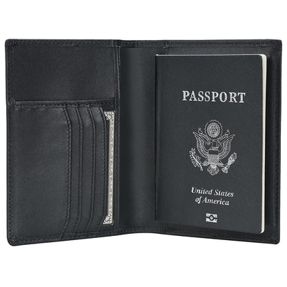 Polare Slim RFID Blocking Leather Passport Holder Travel Bifold Wallet For Men
