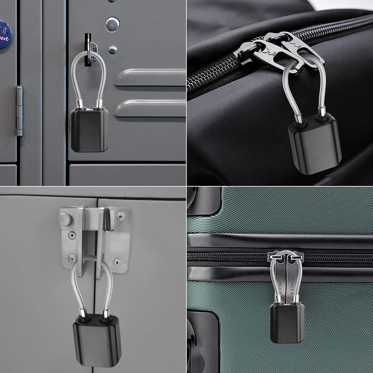 YAODHAOD Luggage Locks with Keys, Mini Size Cable Locks with Keys for Travel Suitcase Locks Padlock Apply to Locker Lock, Suitcase, Carry On, Backpack, Laptop Bag (2PCS) (Black)
