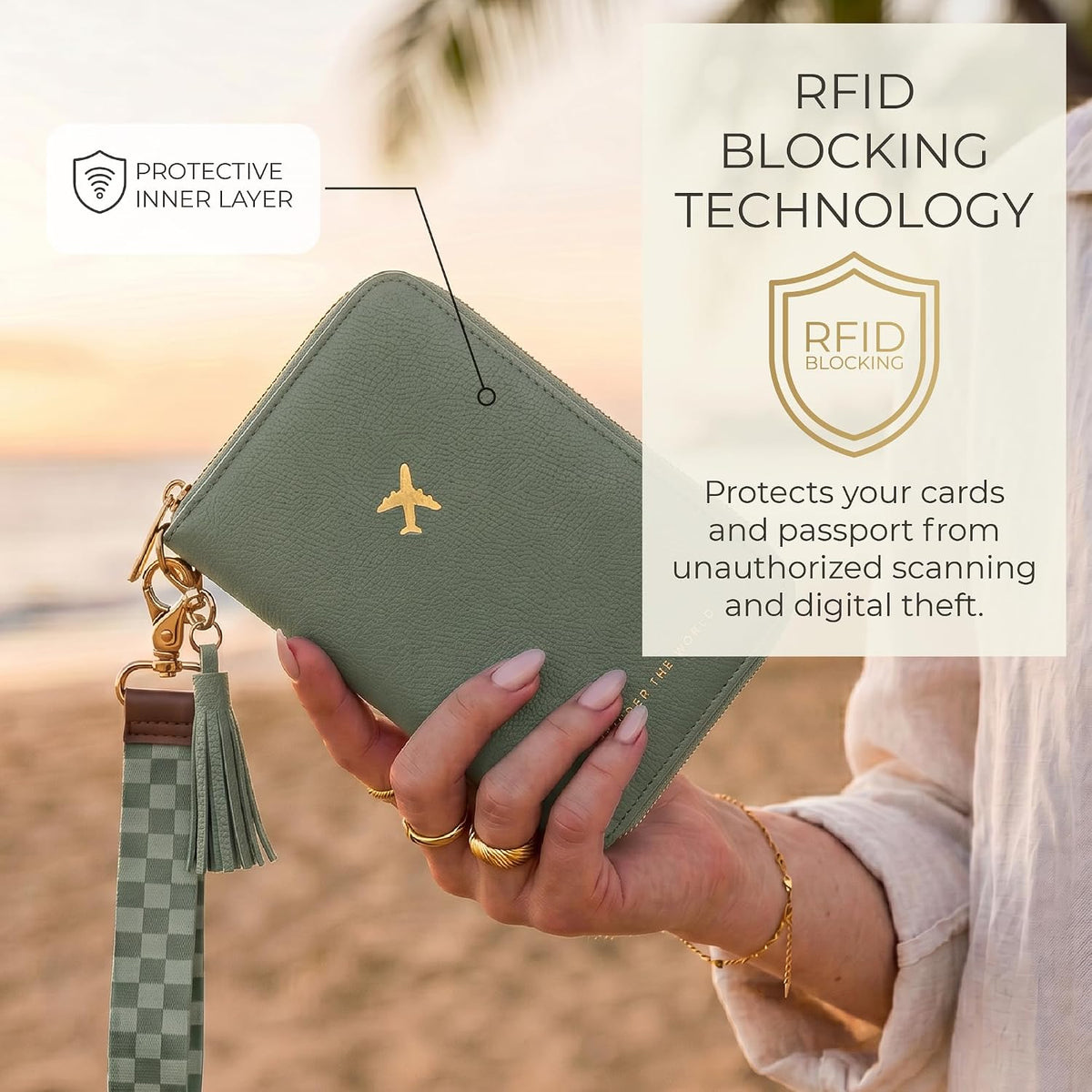 Beautiful Passport Holder And Travel Wallet with Wristlet Strap