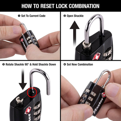 Master Lock TSA Approved Luggage Lock Black Backpack Lock 3-Pack 4680BLKEC3