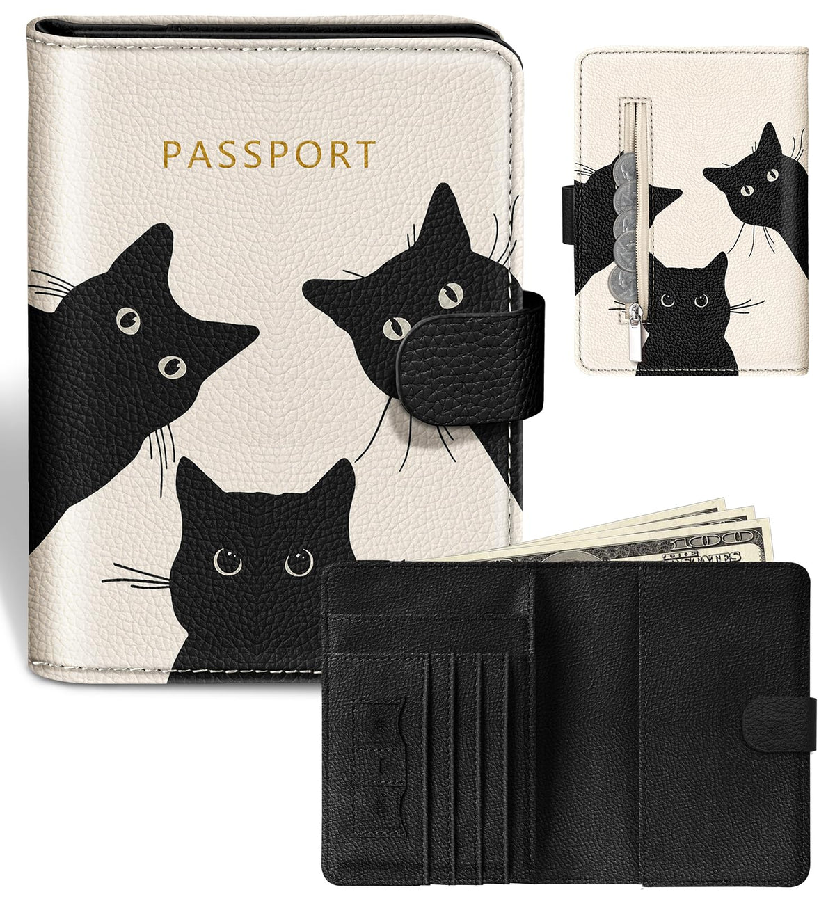 Slohif Passport Holder Cover Wallet Case for Travel Women - Leather RFID Blocking Passport Book Multiple Personalized Organizer Slim Portable Carrier Card Slots Protector Sleeve Stamp