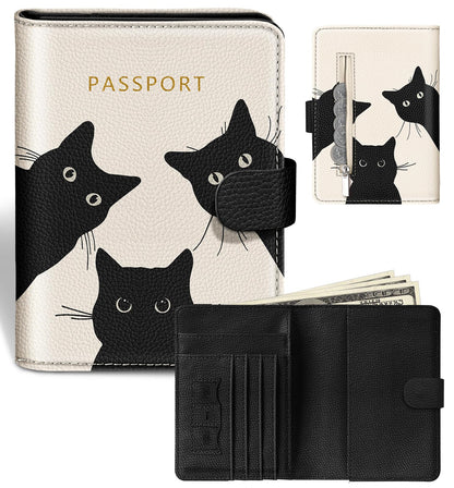 Slohif Passport Holder Cover Wallet Case for Travel Women - Leather RFID Blocking Passport Book Multiple Personalized Organizer Slim Portable Carrier Card Slots Protector Sleeve Stamp