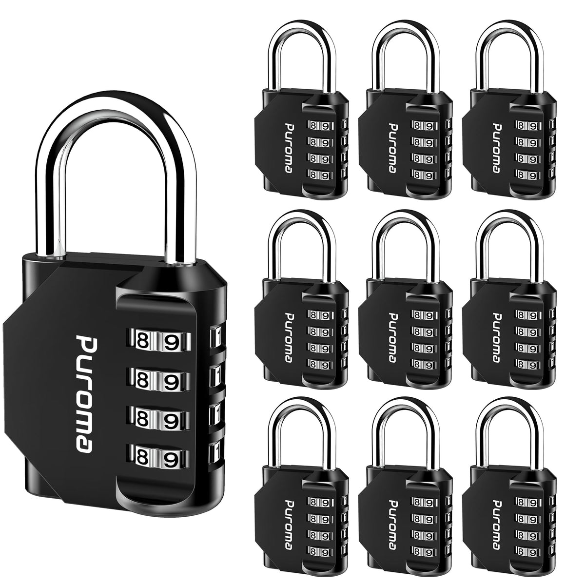 Puroma 2 Pack Combination Lock Locker 4 Digits Combo Padlock Gym Pink