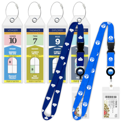 Cruise On Royal Caribbean Luggage Tag Holders (4 Pack), Clear & Waterproof