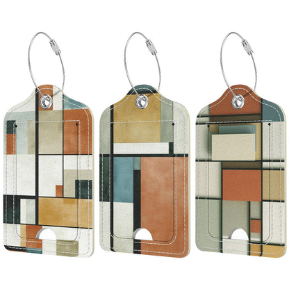 Rimilak 3 Pcs PU Leather Luggage Tags with Privacy Flap, Name ID Label