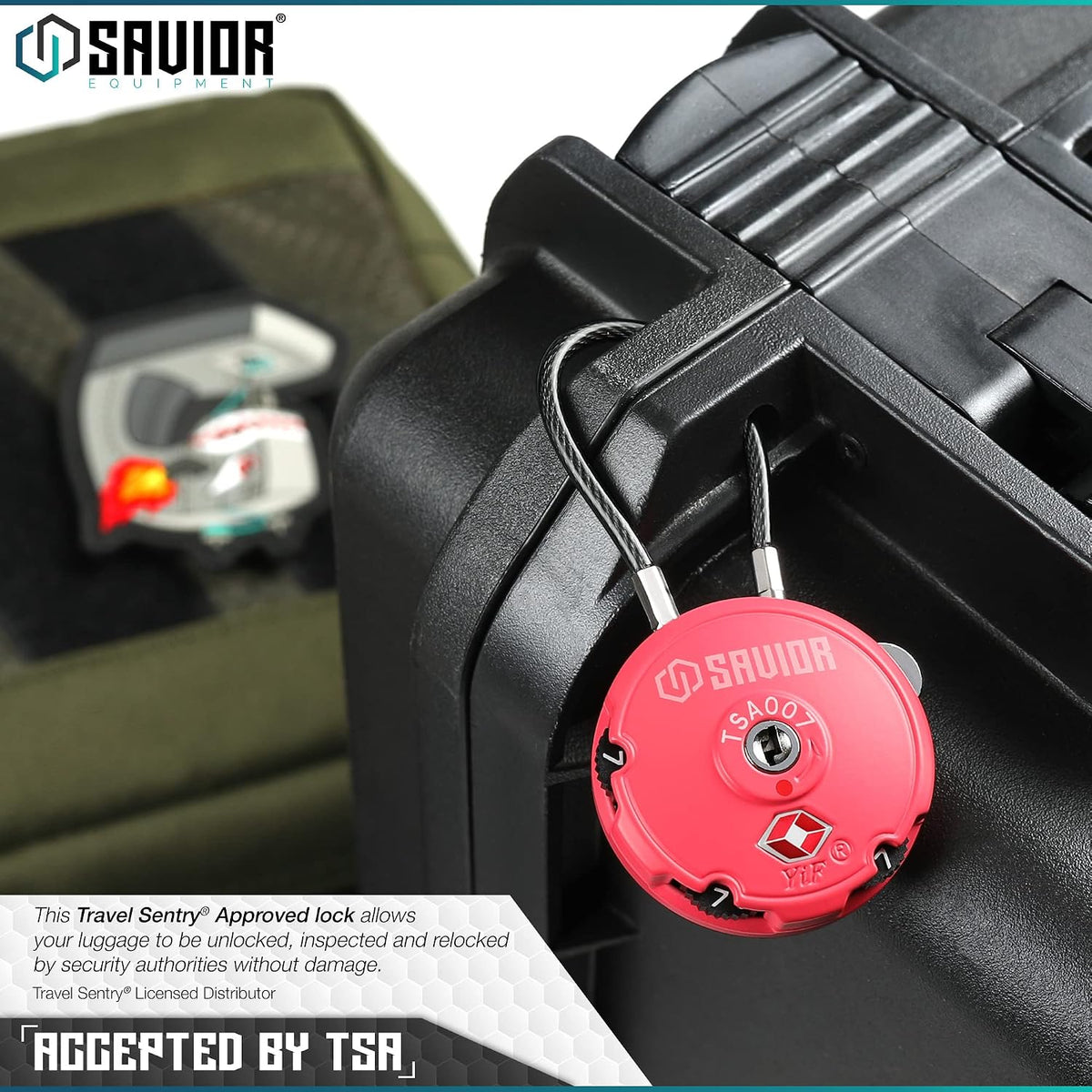 Savior Equipment Quality TSA-Approved 3-Digit Combination Cable Travel Luggage Locks for Rifle Bag Firearm Gun Case Accessories Ammo Boxes Outdoor Storage, Savior Teal, 4-Pack