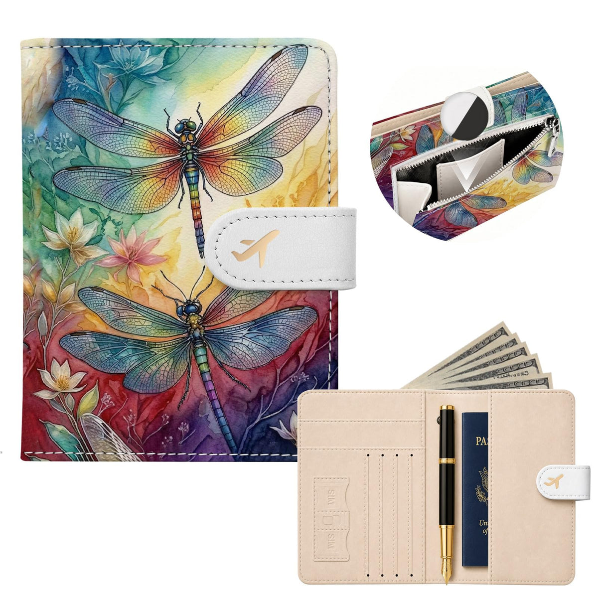 RFID Passport Holder with Tracker Slot, Leather Travel Wallet
