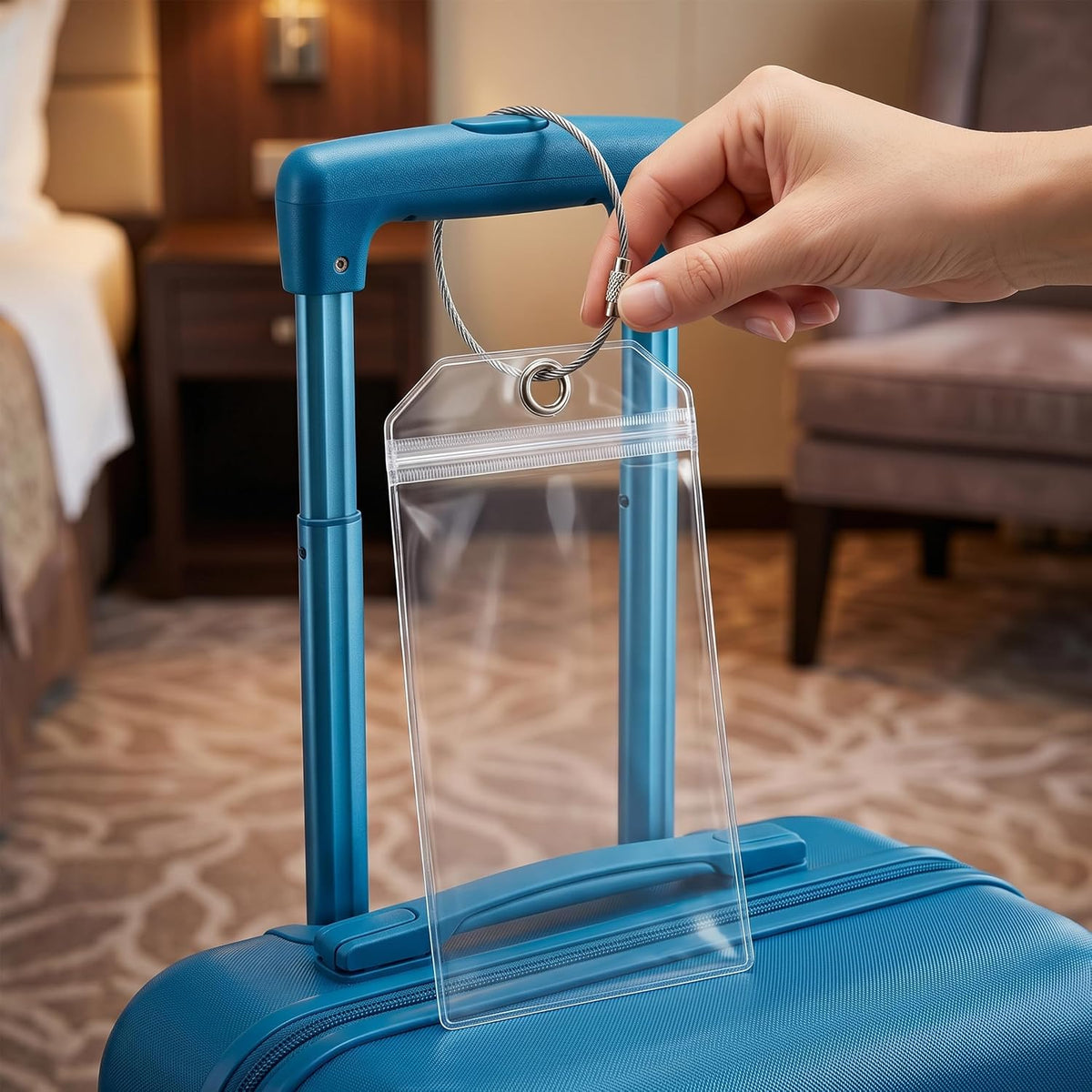 5 Pack Cruise Luggage Tag Holders, Clear PVC, 10.3" x 6", Heavy Duty with Steel Cable Loops, Waterproof