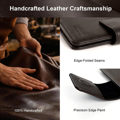 Full-Grain Leather Passport Holder, AirTag Slot RFID Wallet
