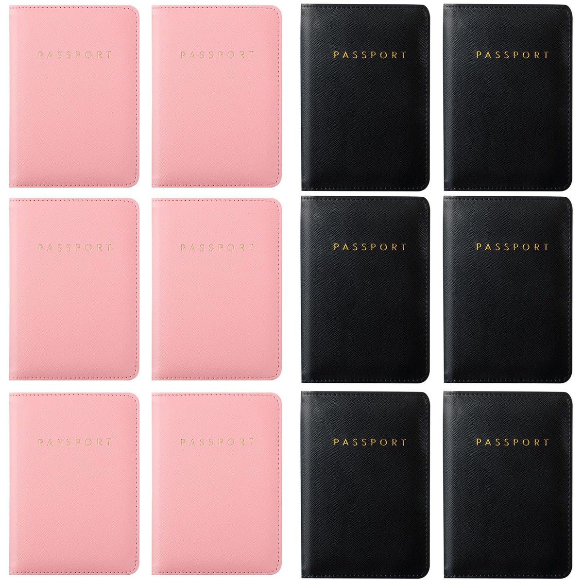 MotiMind 12 Pcs Passport Holder Cover Waterproof Leather Travel Wallet Passport Case for Women Men Family (White, Gray)