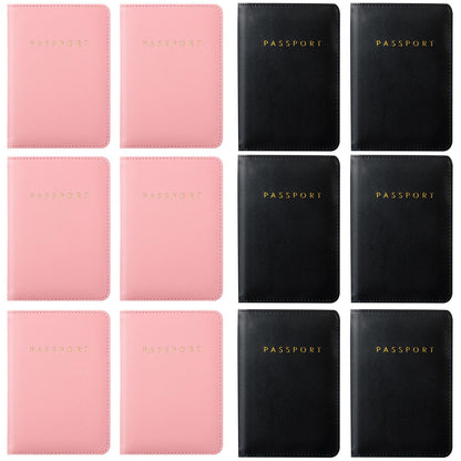 MotiMind 12 Pcs Passport Holder Cover Waterproof Leather Travel Wallet Passport Case for Women Men Family (White, Gray)
