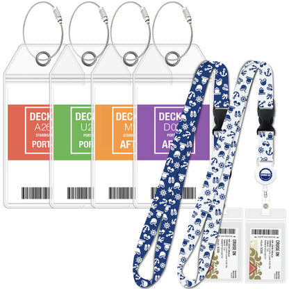 Cruise On Carnival & Seabourn Luggage Tag Holders (4 Pack), Clear, Durable