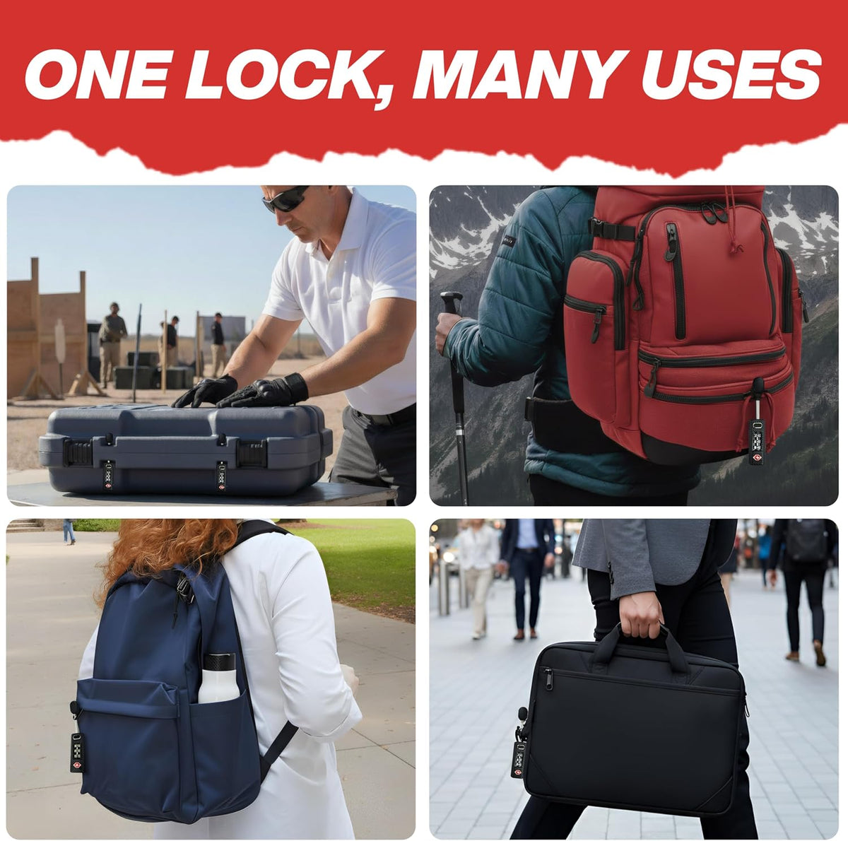 TSA Approved 3 Digit Combination Lock for Luggage, Travel Gun Case, Silver