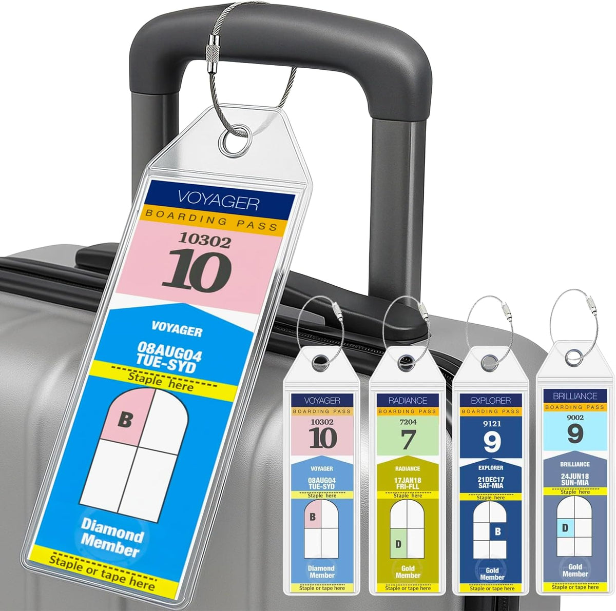 Cruise On Royal Caribbean Luggage Tag Holders (4 Pack), Clear & Waterproof