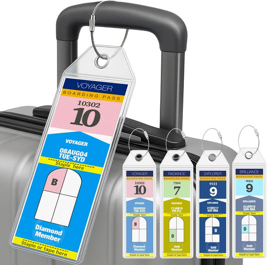 Cruise On Royal Caribbean Luggage Tag Holders (4 Pack), Clear & Waterproof