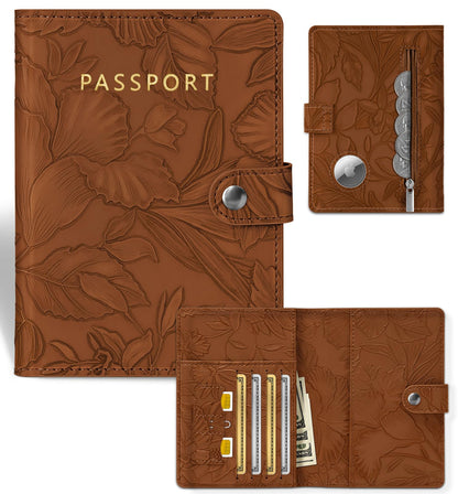 Slohif Elegant RFID Passport Holder for Travel with AirTag Sage Green