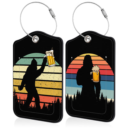 Mesmerizing Mountain Lake Scenery Luggage Tag for Suitcase 2 Pack Leather Luggage Tag with Privacy Flap Name ID Label and Metal Loop for Women Men Travel
