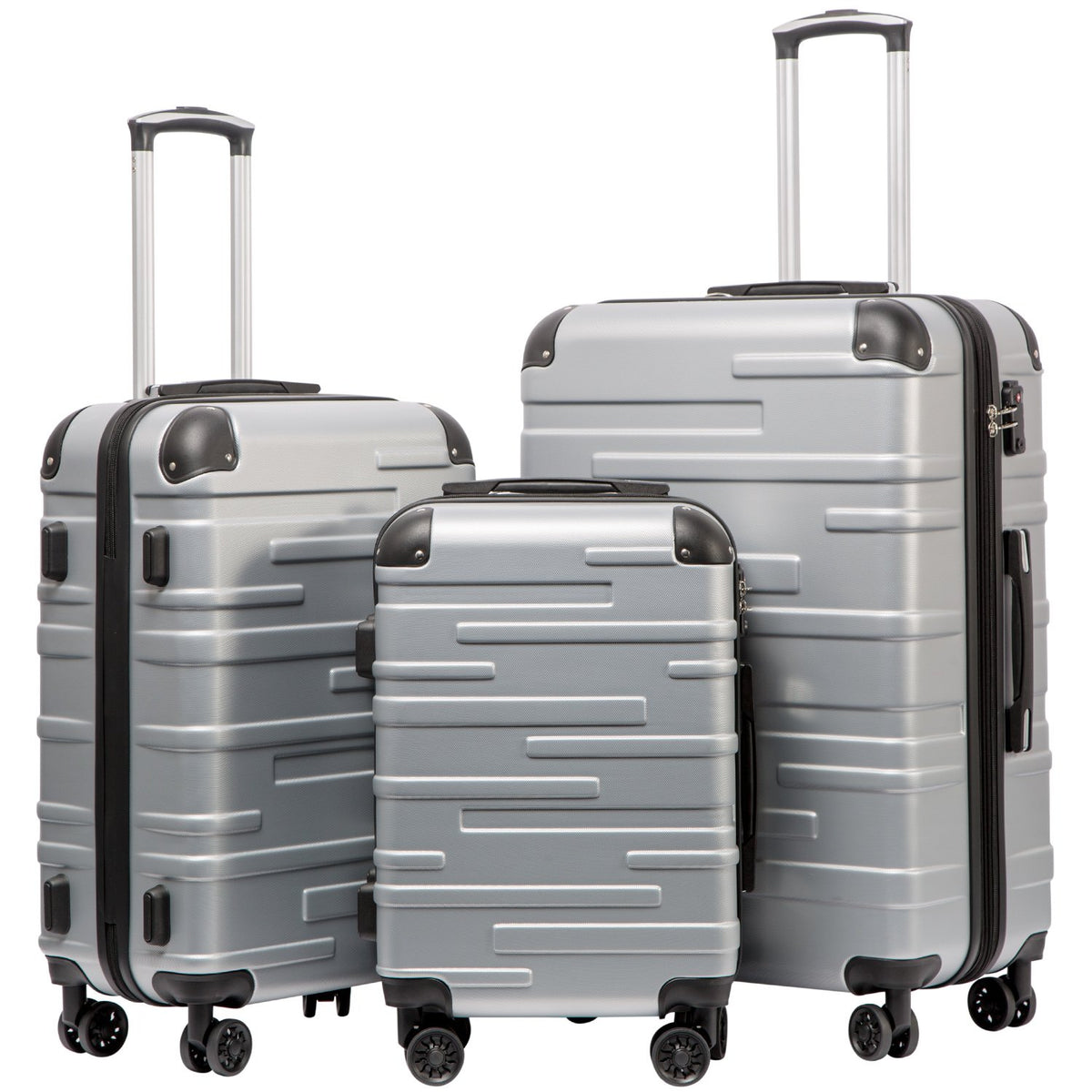 Coolife Hardside ABS Luggage, TSA Lock, Spinner Wheels, 3-Piece Set